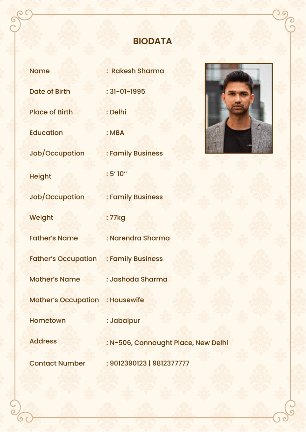 Marriage Biodata Format in Word -Free Download | Wow Templates