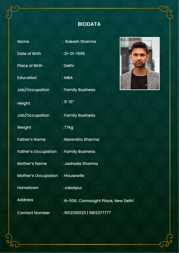 Marriage Biodata Template 5