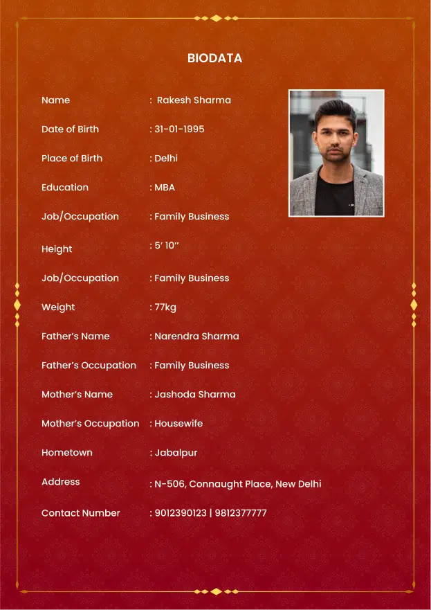 Biodata Template 4