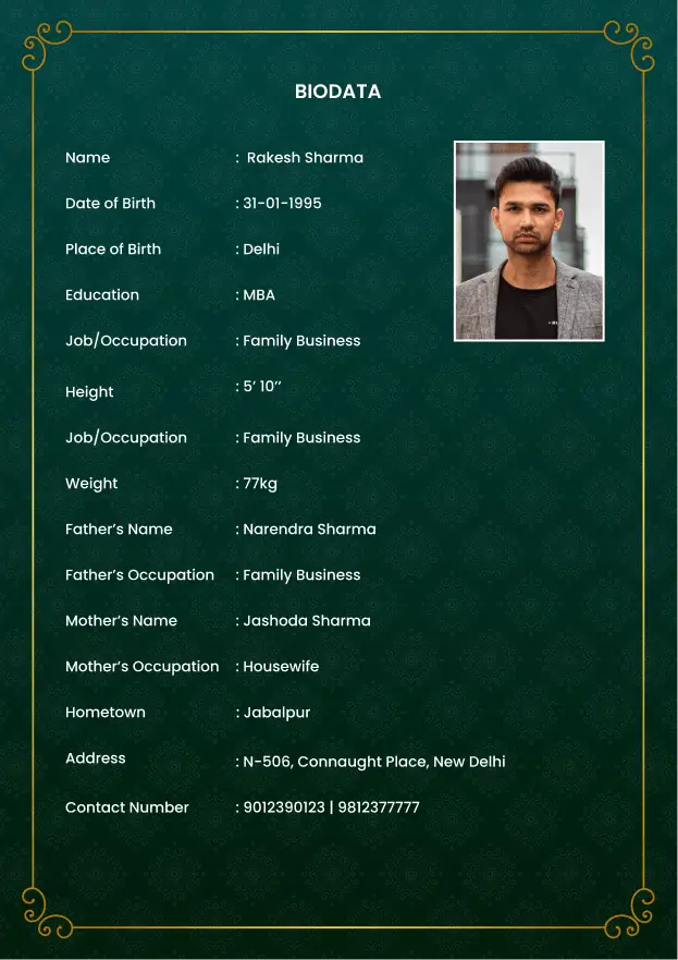Biodata Template 5