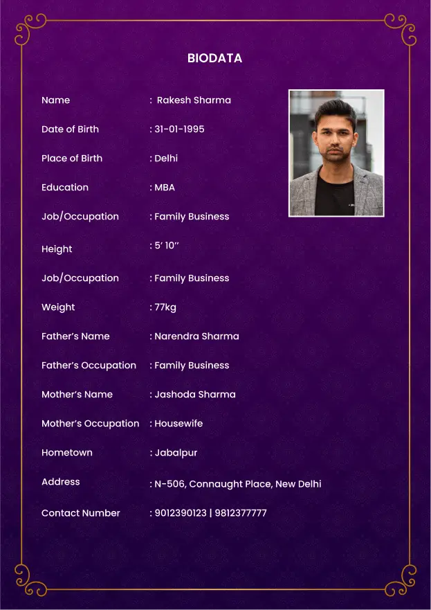 Biodata Template 6