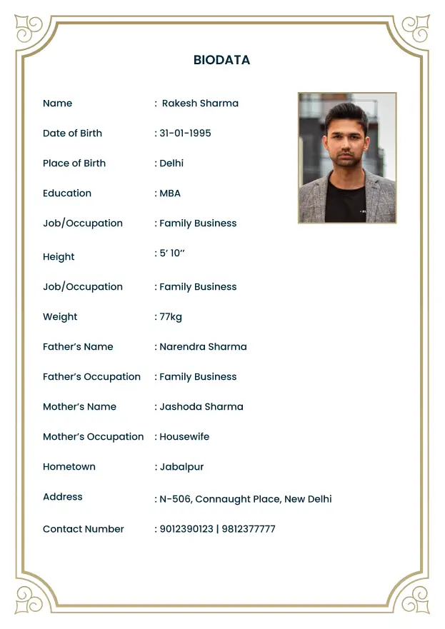 Biodata Template 1